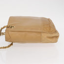 CHANEL Chain Matelasse Shoulder Bag Lamb Skin Beige Gold CC Auth gh1553-4