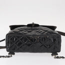 CHANEL Matelasse 25 Chain Backpack Enamel Black Silver CC Auth gh1554-5