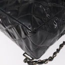 CHANEL Matelasse 25 Chain Backpack Enamel Black Silver CC Auth gh1554-16