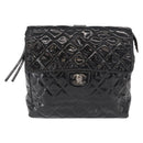 CHANEL Matelasse 25 Chain Backpack Enamel Black Silver CC Auth gh1554-13