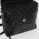 CHANEL Matelasse 25 Chain Backpack Enamel Black Silver CC Auth gh1554-22
