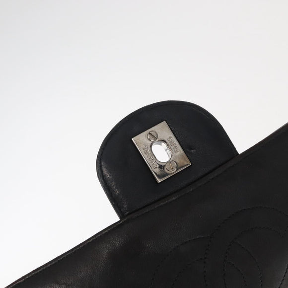 CHANEL Matelasse 25 Chain Backpack Enamel Black Silver CC Auth gh1554