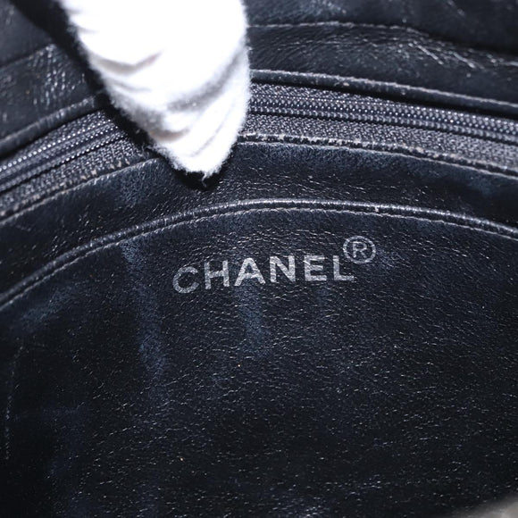 CHANEL Matelasse 25 Chain Backpack Enamel Black Silver CC Auth gh1554