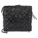 CHANEL Matelasse 25 Chain Backpack Enamel Black Silver CC Auth gh1554-2