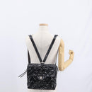CHANEL Matelasse 25 Chain Backpack Enamel Black Silver CC Auth gh1554-30