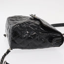 CHANEL Matelasse 25 Chain Backpack Enamel Black Silver CC Auth gh1554-3