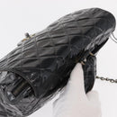 CHANEL Matelasse 25 Chain Backpack Enamel Black Silver CC Auth gh1554-6