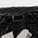 CHANEL Matelasse 25 Chain Backpack Enamel Black Silver CC Auth gh1554-7