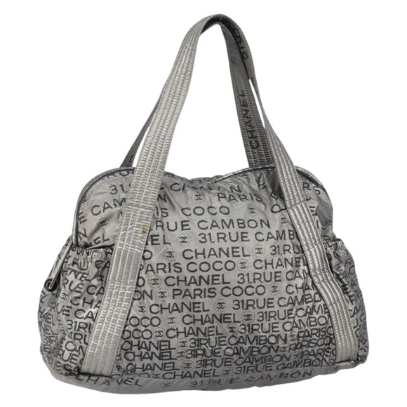 CHANEL Unlimited Tote Bag Nylon Silver CC Auth gh1555