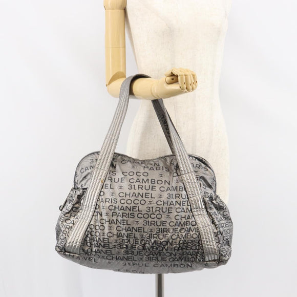 CHANEL Unlimited Tote Bag Nylon Silver CC Auth gh1555