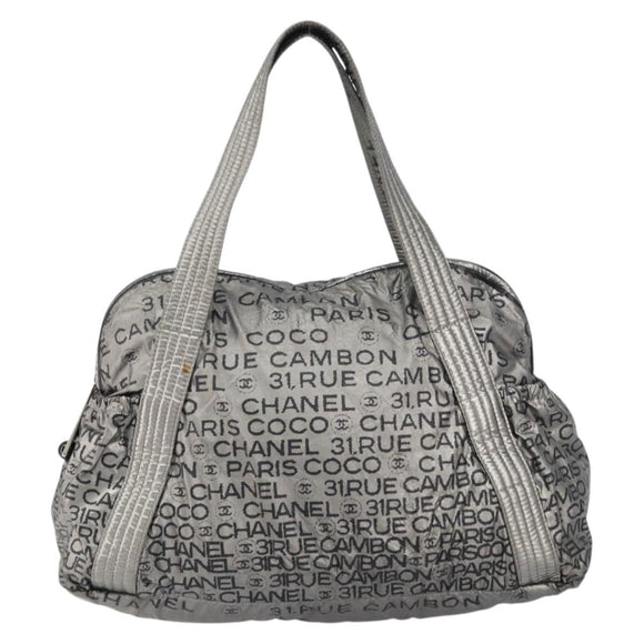 CHANEL Unlimited Tote Bag Nylon Silver CC Auth gh1555