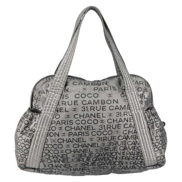 CHANEL Unlimited Tote Bag Nylon Silver CC Auth gh1555