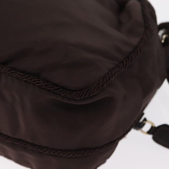 PRADA Shoulder Bag Nylon Brown Gold Auth gh1558