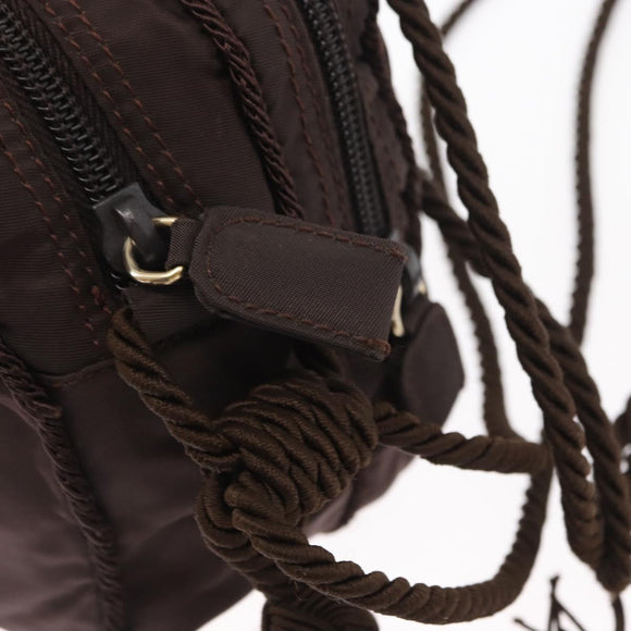 PRADA Shoulder Bag Nylon Brown Gold Auth gh1558