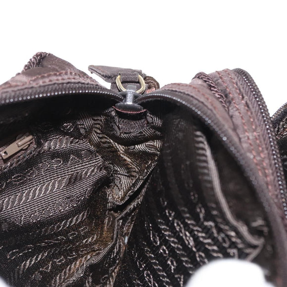 PRADA Shoulder Bag Nylon Brown Gold Auth gh1558