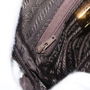 PRADA Shoulder Bag Nylon Brown Gold Auth gh1558-22