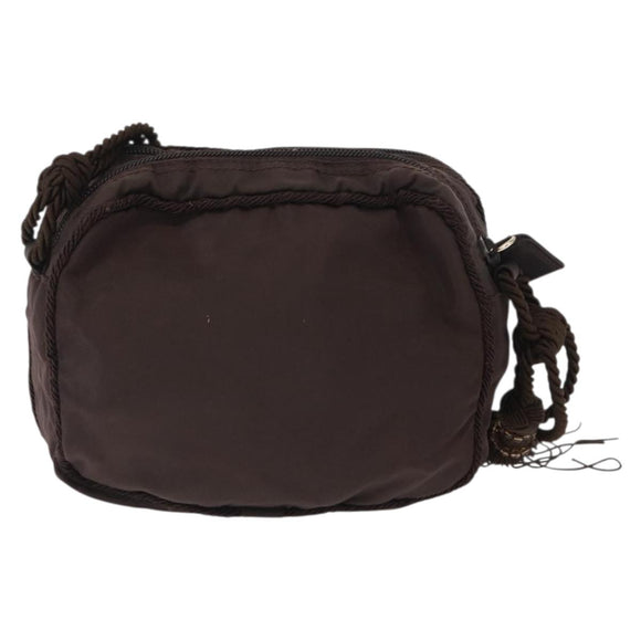 PRADA Shoulder Bag Nylon Brown Gold Auth gh1558