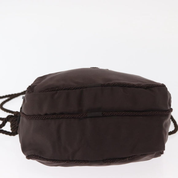 PRADA Shoulder Bag Nylon Brown Gold Auth gh1558