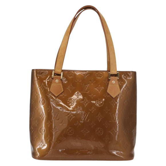 LOUIS VUITTON Monogram Vernis Houston Hand Bag Bronze M91122 LV Auth gh1578