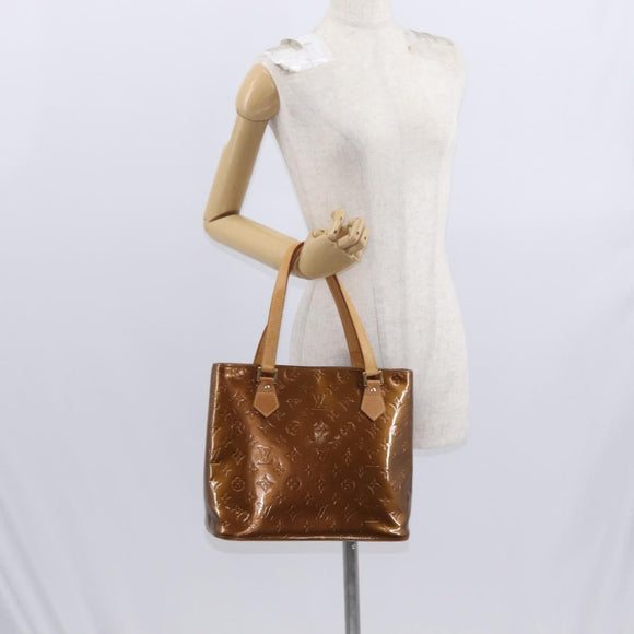 LOUIS VUITTON Monogram Vernis Houston Hand Bag Bronze M91122 LV Auth gh1578