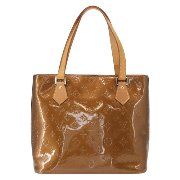 LOUIS VUITTON Monogram Vernis Houston Hand Bag Bronze M91122 LV Auth gh1578