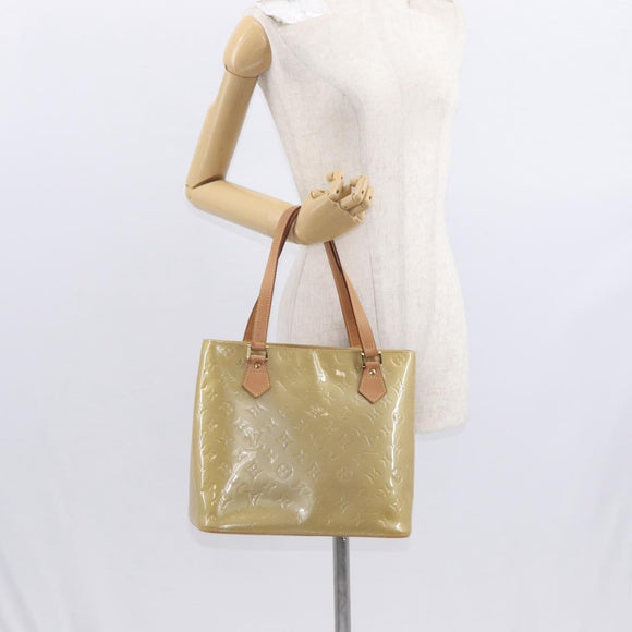 LOUIS VUITTON Monogram Vernis Houston Hand Bag Beige M91004 LV Auth gh1582