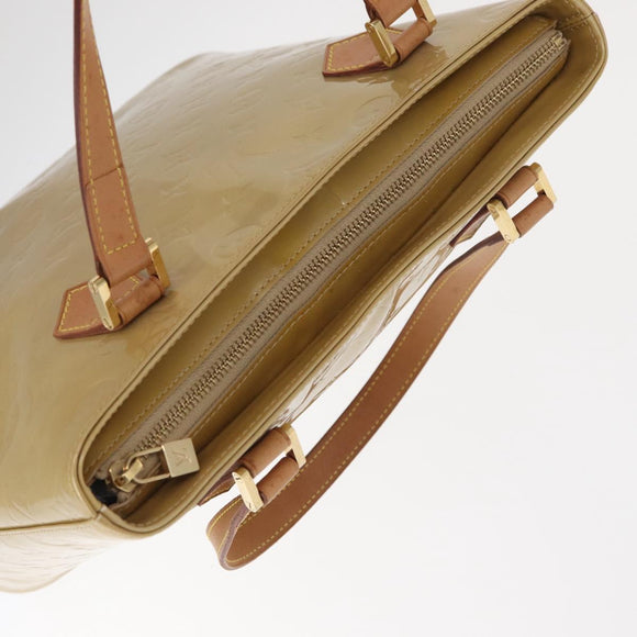LOUIS VUITTON Monogram Vernis Houston Hand Bag Beige M91004 LV Auth gh1582