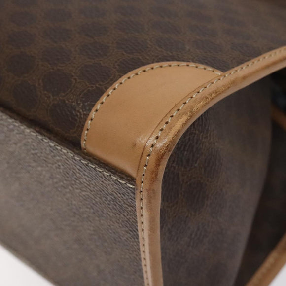 CELINE Macadam Canvas Hand Bag PVC Leather Brown Gold Auth gh161