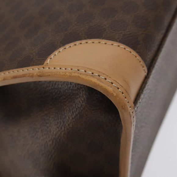 CELINE Macadam Canvas Hand Bag PVC Leather Brown Gold Auth gh161