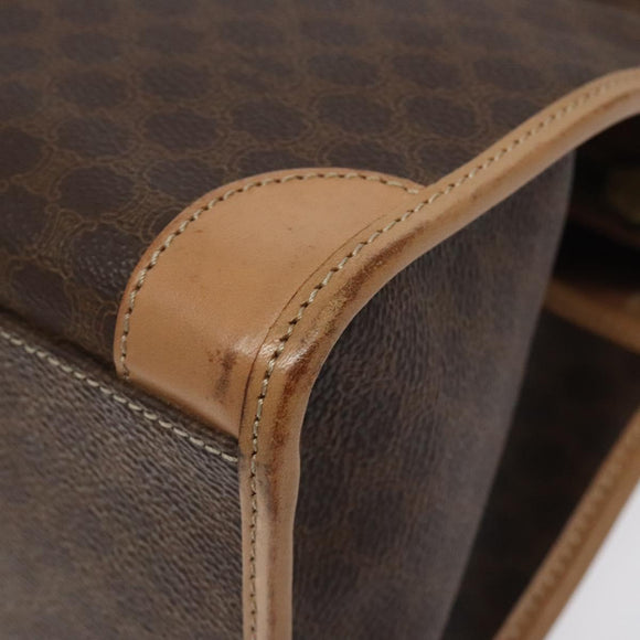 CELINE Macadam Canvas Hand Bag PVC Leather Brown Gold Auth gh161