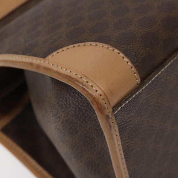 CELINE Macadam Canvas Hand Bag PVC Leather Brown Gold Auth gh161