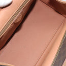 CELINE Macadam Canvas Hand Bag PVC Leather Brown Gold Auth gh161-11
