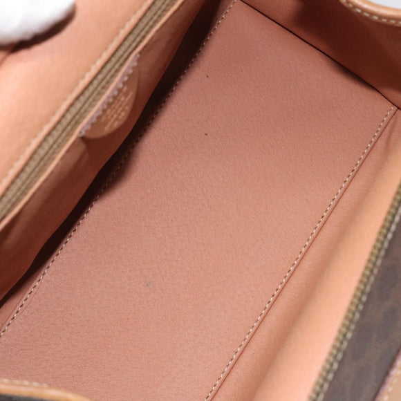 CELINE Macadam Canvas Hand Bag PVC Leather Brown Gold Auth gh161