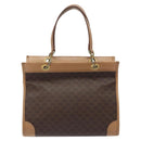 CELINE Macadam Canvas Hand Bag PVC Leather Brown Gold Auth gh161-13