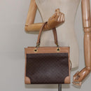 CELINE Macadam Canvas Hand Bag PVC Leather Brown Gold Auth gh161-20