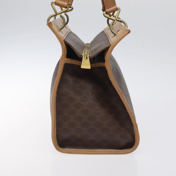 CELINE Macadam Canvas Hand Bag PVC Leather Brown Gold Auth gh161