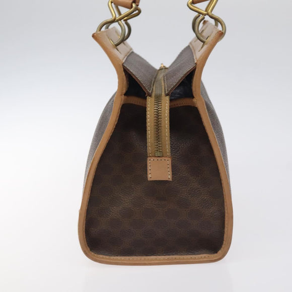 CELINE Macadam Canvas Hand Bag PVC Leather Brown Gold Auth gh161