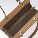 CELINE Macadam Canvas Hand Bag PVC Leather Brown Gold Auth gh161-6