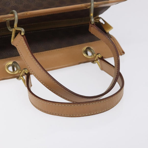 CELINE Macadam Canvas Hand Bag PVC Leather Brown Gold Auth gh161