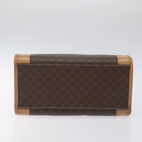 CELINE Macadam Canvas Hand Bag PVC Leather Brown Gold Auth gh161