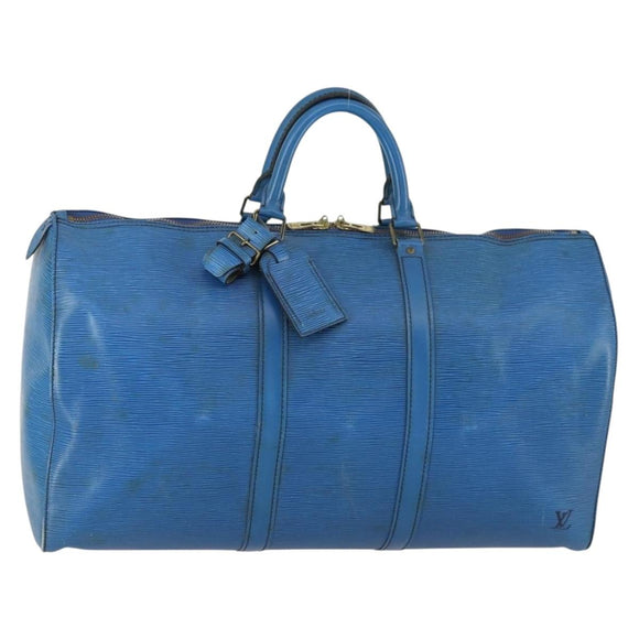 LOUIS VUITTON Epi Keepall 50 Boston Bag Blue M42965 LV Auth gh1615