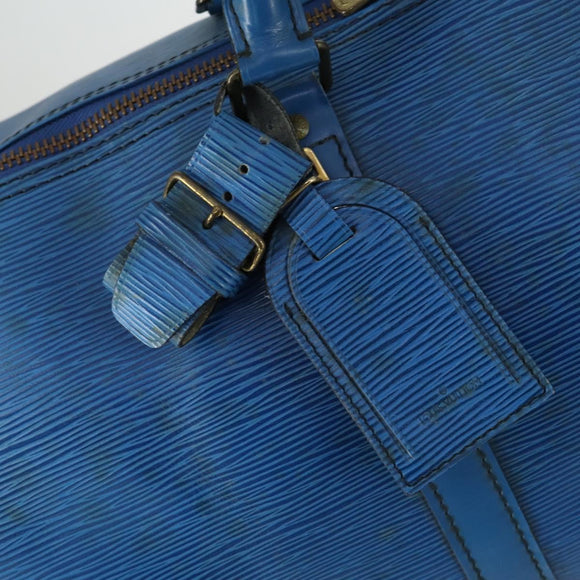 LOUIS VUITTON Epi Keepall 50 Boston Bag Blue M42965 LV Auth gh1615