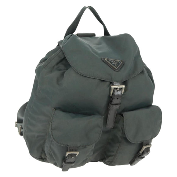 PRADA Backpack Nylon Gray Silver Auth gh1618