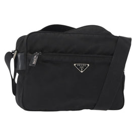 PRADA Shoulder Bag Nylon Black Silver Auth gh1619