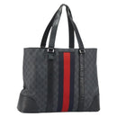 GUCCI GG Supreme Sherry Line Tote Bag PVC Red Black 495560 Auth gh1621-1