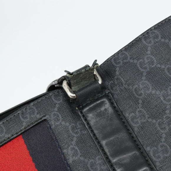 GUCCI GG Supreme Sherry Line Tote Bag PVC Red Black 495560 Auth gh1621