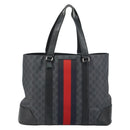 GUCCI GG Supreme Sherry Line Tote Bag PVC Red Black 495560 Auth gh1621-2