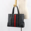 GUCCI GG Supreme Sherry Line Tote Bag PVC Red Black 495560 Auth gh1621-24