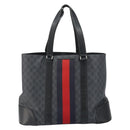 GUCCI GG Supreme Sherry Line Tote Bag PVC Red Black 495560 Auth gh1621-3