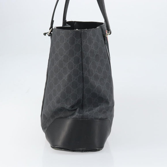 GUCCI GG Supreme Sherry Line Tote Bag PVC Red Black 495560 Auth gh1621